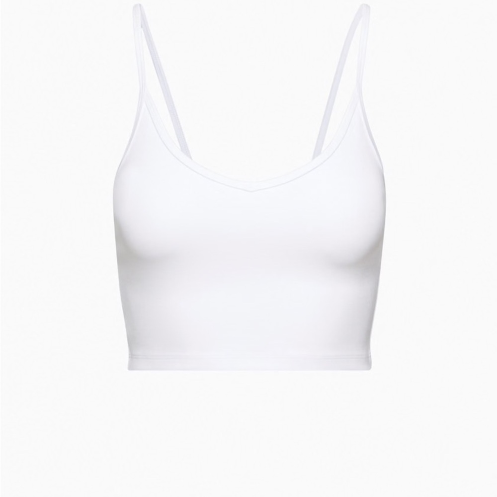 Aritzia Sunday Best White Spaghetti Strap V neck cropped tank
